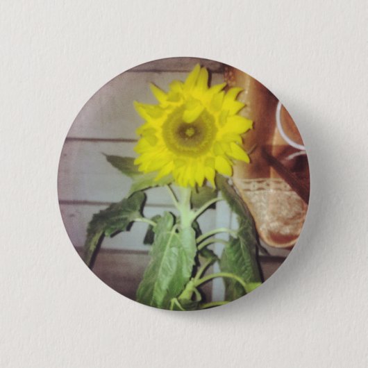 Sonnenblume neun am Nachmittag Button (Vorderseite)