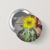 Sonnenblume neun am Nachmittag Button (Vorne & Hinten)