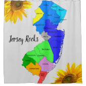 Sonnenblume New Jersey Maps Landkreises Duschvorha Duschvorhang (Vorderseite)