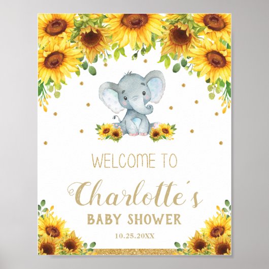 Sonnenblume Niedlich Elephant Boy Baby Dusche Will Poster (Vorne)