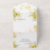 Sonnenblume Niedlich-Gelbbläschen-Monogramm-Hochze All In One Einladung (Außenbereich)