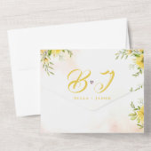 Sonnenblume Niedlich-Gelbbläschen-Monogramm-Hochze All In One Einladung (Rückseite)