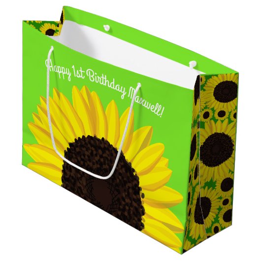 Sonnenblume-niedliche 1. große geschenktüte (Vorderseite Schrägansicht)