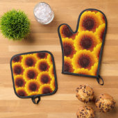 Sonnenblume Ofenhandschuh & Topflappen-Set (Oben Unten)
