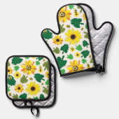 Sonnenblume Ofenhandschuh & Topflappen-Set (Vorderseite/Rückseite)