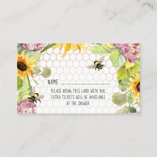 Sonnenblume Oh Babee Bumblebee Girl Diaper Raffle Visitenkarte (Rückseite)