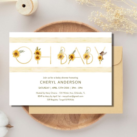 Sonnenblume Oh Baby Dusche Party Einladung