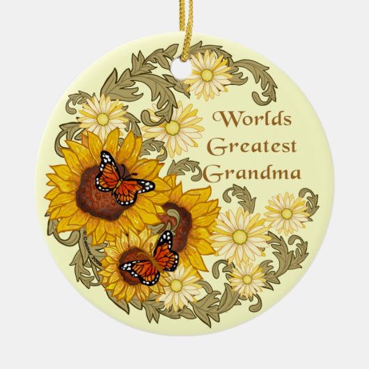 Sonnenblume Oma Keramik Ornament (Vorne)