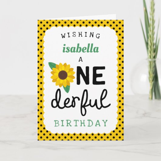 Sonnenblume Onederful Geburtstags-1. Geburtstag Karte (Vorderseite)