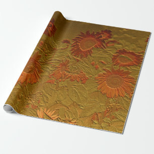 Sonnenblume Orange Gold Floral Art Design Geschenkpapier