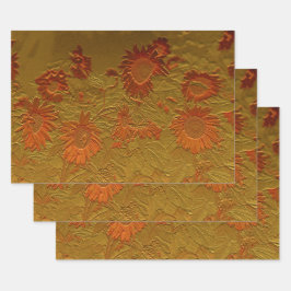 Sonnenblume Orange Gold Floral Art Design Geschenkpapier Set