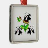 Sonnenblume-Panda-Bären Ornament Aus Metall (Rechts)