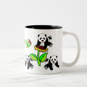 Sonnenblume-Panda-Bären Zweifarbige Tasse