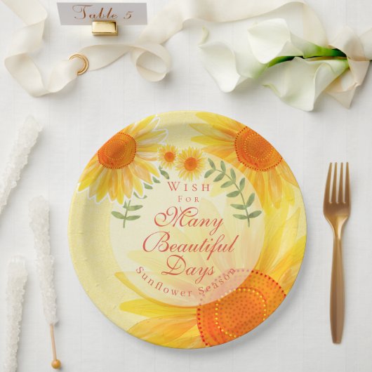 Sonnenblume Pappteller (Hochzeit)