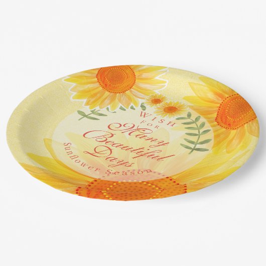 Sonnenblume Pappteller (Schrägansicht)