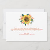 Sonnenblume Peach Floral Geometric Wedding Dankeskarte (Rückseite)