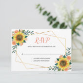 Sonnenblume Peach Floral Geometric Wedding RSVP Karte (Stehend Vorderseite)