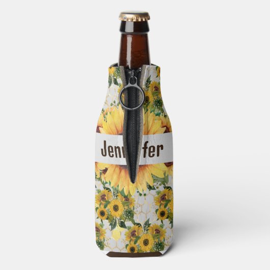 Sonnenblume Personalisieren Name Tall Seltzer Can Flaschenkühler (Flasche Rückseite)