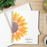 Sonnenblume Personalisiert 2024 Planer<br><div class="desc">Dieser einfache und stilvolle Planer ist mit einer gelben Aquarellblume dekoriert. Einfache Anpassung mit Ihrem Namen und Jahr. Verwenden Sie die Option Weitere anpassen,  um die Textgröße,  den Stil und die Farbe zu ändern. Original Wasserfarbe © Michele Davies.</div>