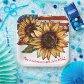 Sonnenblume Personalisiert 4. Juli Pappteller (Party)