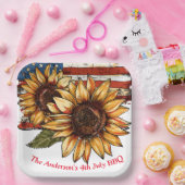 Sonnenblume Personalisiert 4. Juli Pappteller (Party)