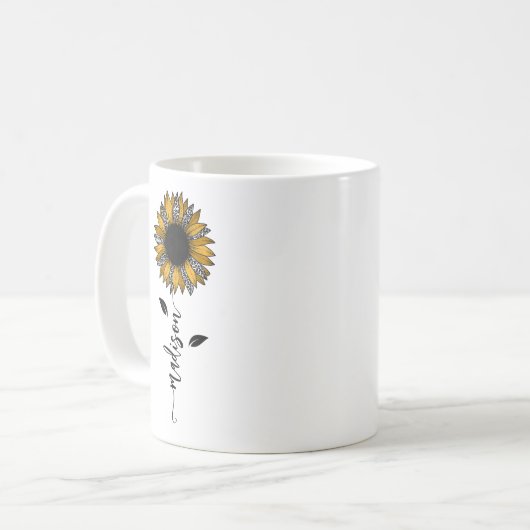 Sonnenblume Personalisiert Name Steppe Kaffeetasse (Vorderseite Links)