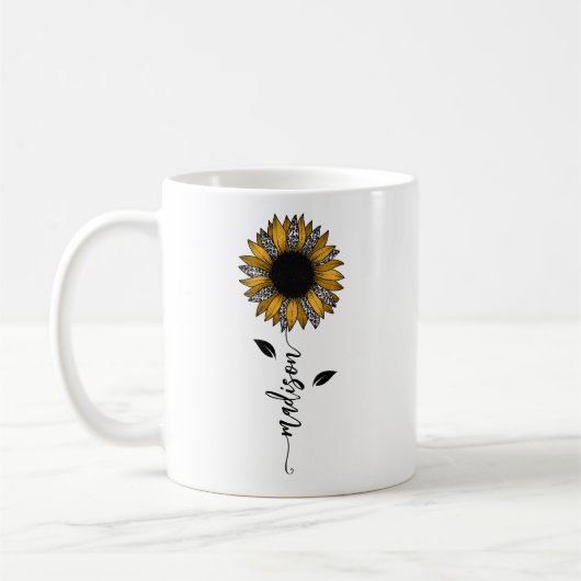Sonnenblume Personalisiert Name Steppe Kaffeetasse (Links)