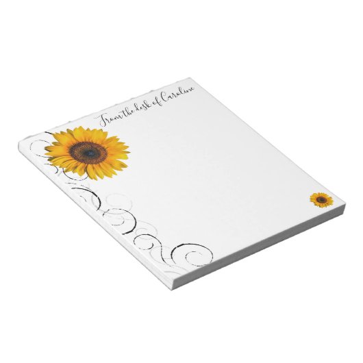 Sonnenblume Personalisiert Notepad Notizblock (angewinkelt)