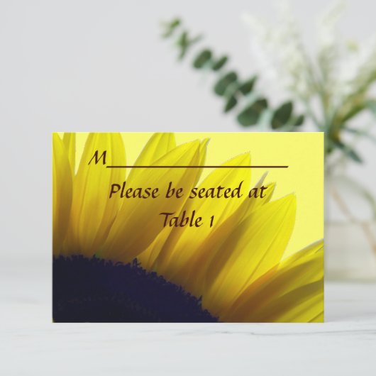 Sonnenblume Personalisierte Hochzeitsplatz Verlobu Einladung (Stehend Vorderseite)