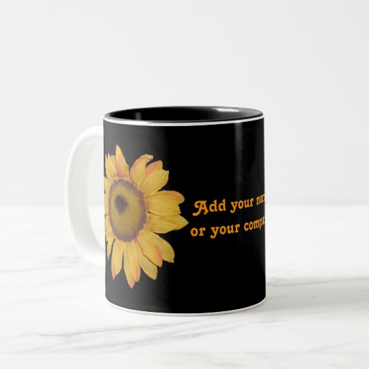 Sonnenblume-personalisierte Kaffee-Tasse Zweifarbige Tasse (Vorderseite Links)