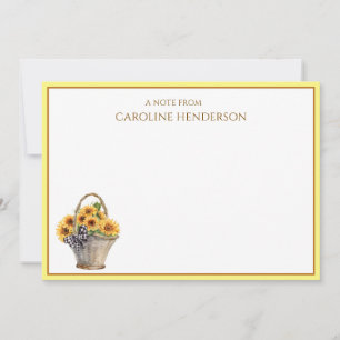Sonnenblume Personalisierte Name Flach Notizkarte Mitteilungskarte