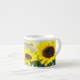 Sonnenblume Personalisierter Text Espresso Espressotasse