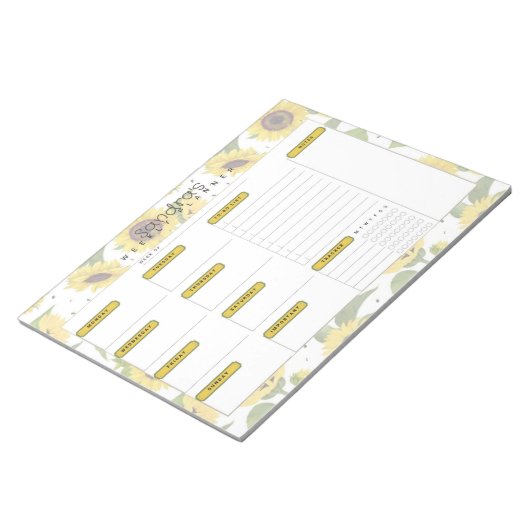 Sonnenblume Personalisierter Wochenplaner Notizblock (angewinkelt)