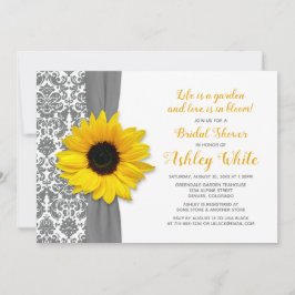 Sonnenblume Pewter Gray Damask Brautparty Einladun Einladung