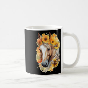 Sonnenblume Pferd Portrait Boho Reitsporn Kaffeetasse