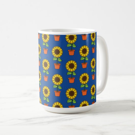 Sonnenblume Pflanze in einem Pot-Muster Kaffeetasse (VorderseiteRechts)
