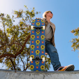 Sonnenblume Pflanze in einem Pot-Muster Skateboard