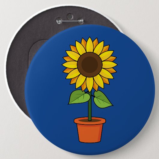 Sonnenblume Pflanze in einem Topf Button (Vorne & Hinten)