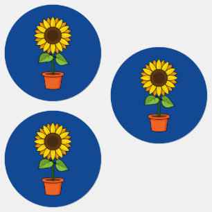 Sonnenblume Pflanze in einem Topf Etiketten