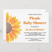 Sonnenblume Picnic Couples Kinderdusche Einladung (Vorne/Hinten)