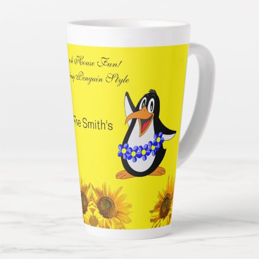 Sonnenblume Pinguin Floral Latte Tasse (Rechte Ecke)