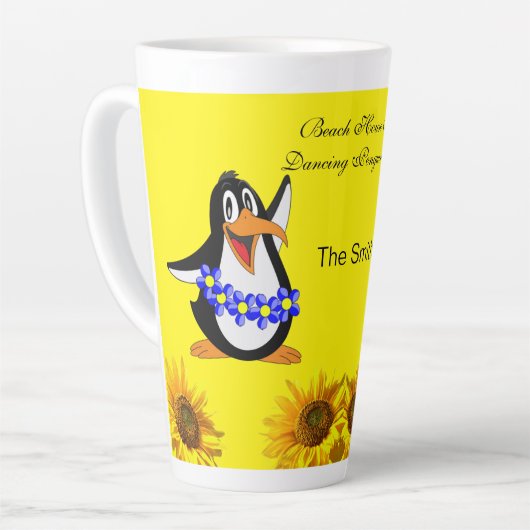 Sonnenblume Pinguin Floral Latte Tasse (Linke Ecke)