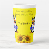 Sonnenblume Pinguin Floral Latte Tasse (Vorderseite)
