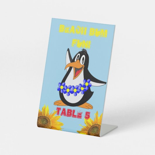 Sonnenblume Pinguin Floral Pedestal Zeichen Sockelschild (Vorderseite)