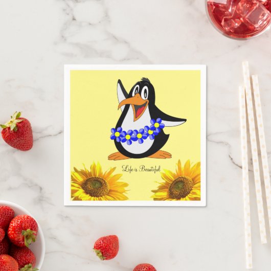 Sonnenblume Pinguin Papier Napkins Serviette (Beispiel)