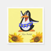 Sonnenblume Pinguin Papier Napkins Serviette (Vorderseite)
