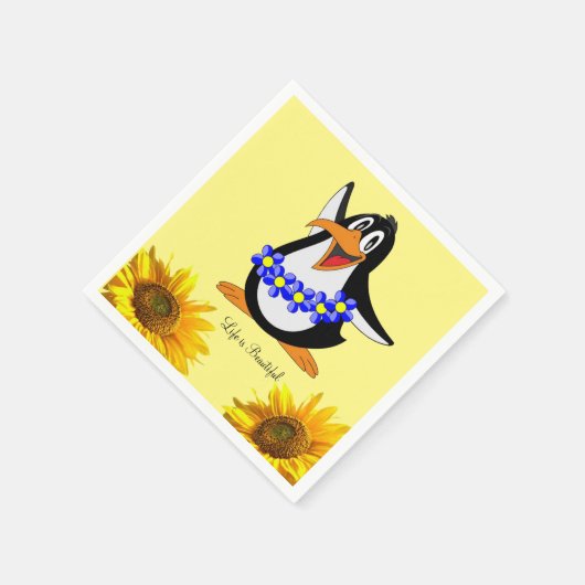 Sonnenblume Pinguin Papier Napkins Serviette (Ecke)