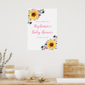 Sonnenblume Pink Aquarell Blumendusche Poster (Küche)