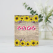 Sonnenblume Pink Butterfly Baby Dusche UAWG RSVP Karte (Stehend Vorderseite)