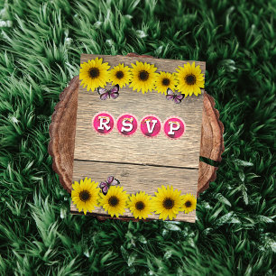 Sonnenblume Pink Butterfly Baby Dusche UAWG RSVP Karte